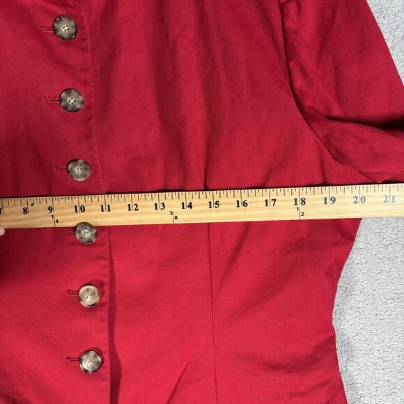 J Peterman Womens Red Mock Neck Button Up Blazer Jacket Classic Vintage Size 14 - Picture 7 of 16